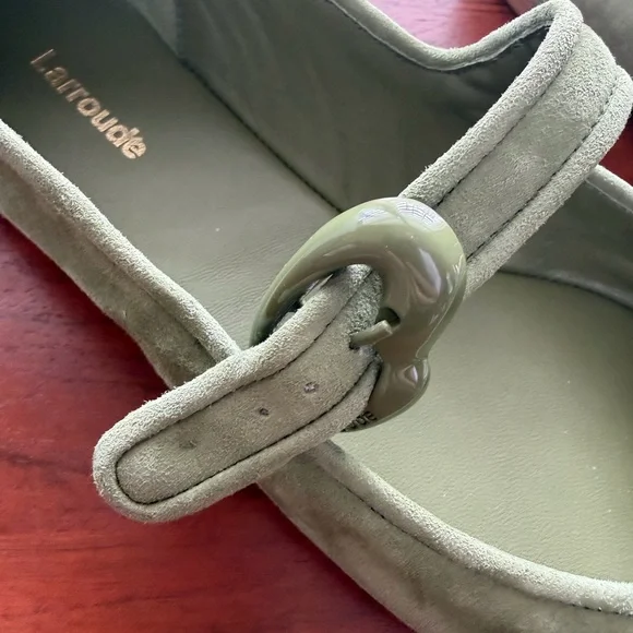 Larroude Verona Ballet Flat In Seaweed Suede - Picture 13 of 14